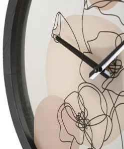 Horloge murale ronde motifs floraux Fer et Verre multicolore