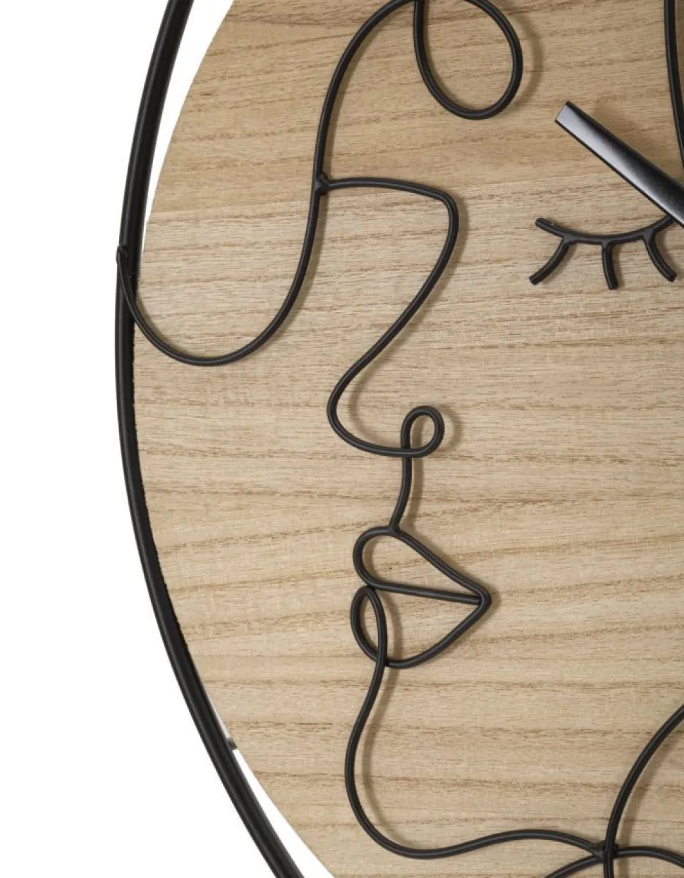Horloge murale ronde métal noir et bois marron