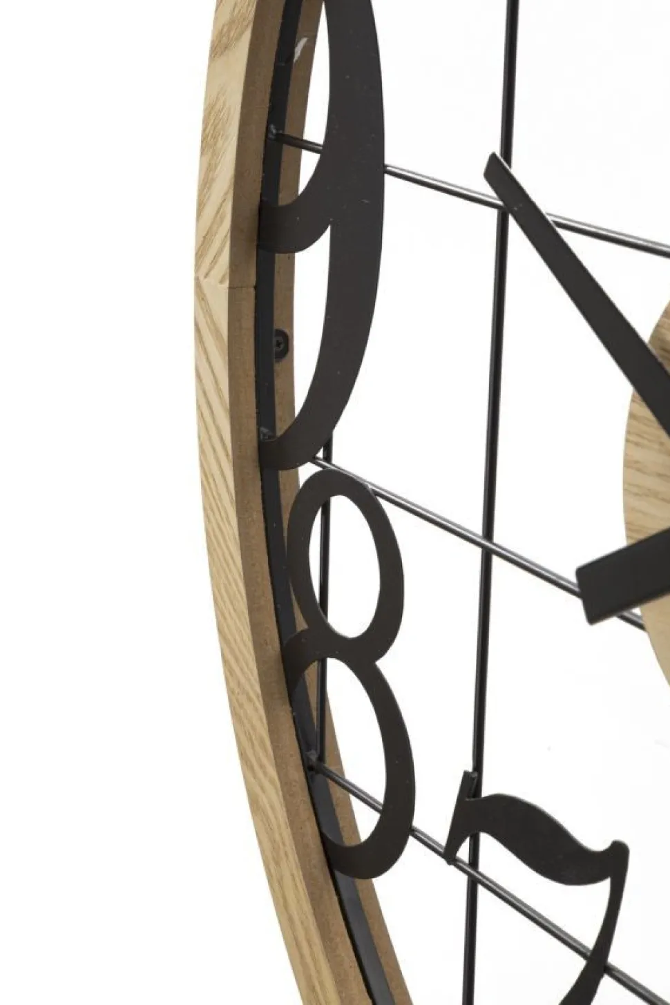 Horloge murale ronde métal et bois Noir Marron