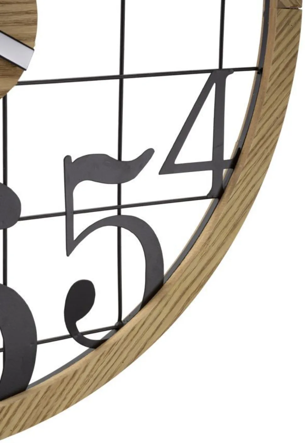 Horloge murale ronde métal et bois Noir Marron