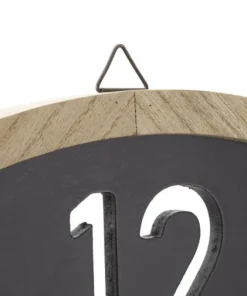 Horloge murale ronde métal Noir et bois Marron