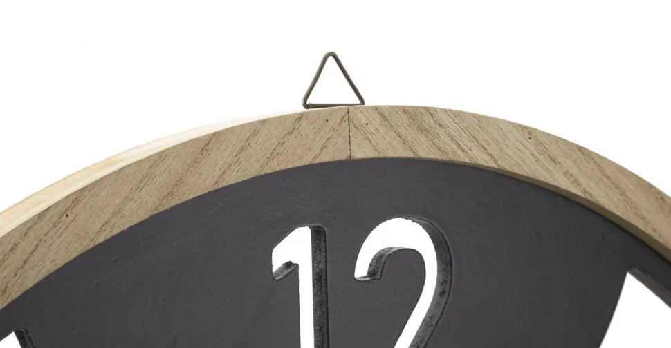 Horloge murale ronde métal Noir et bois Marron