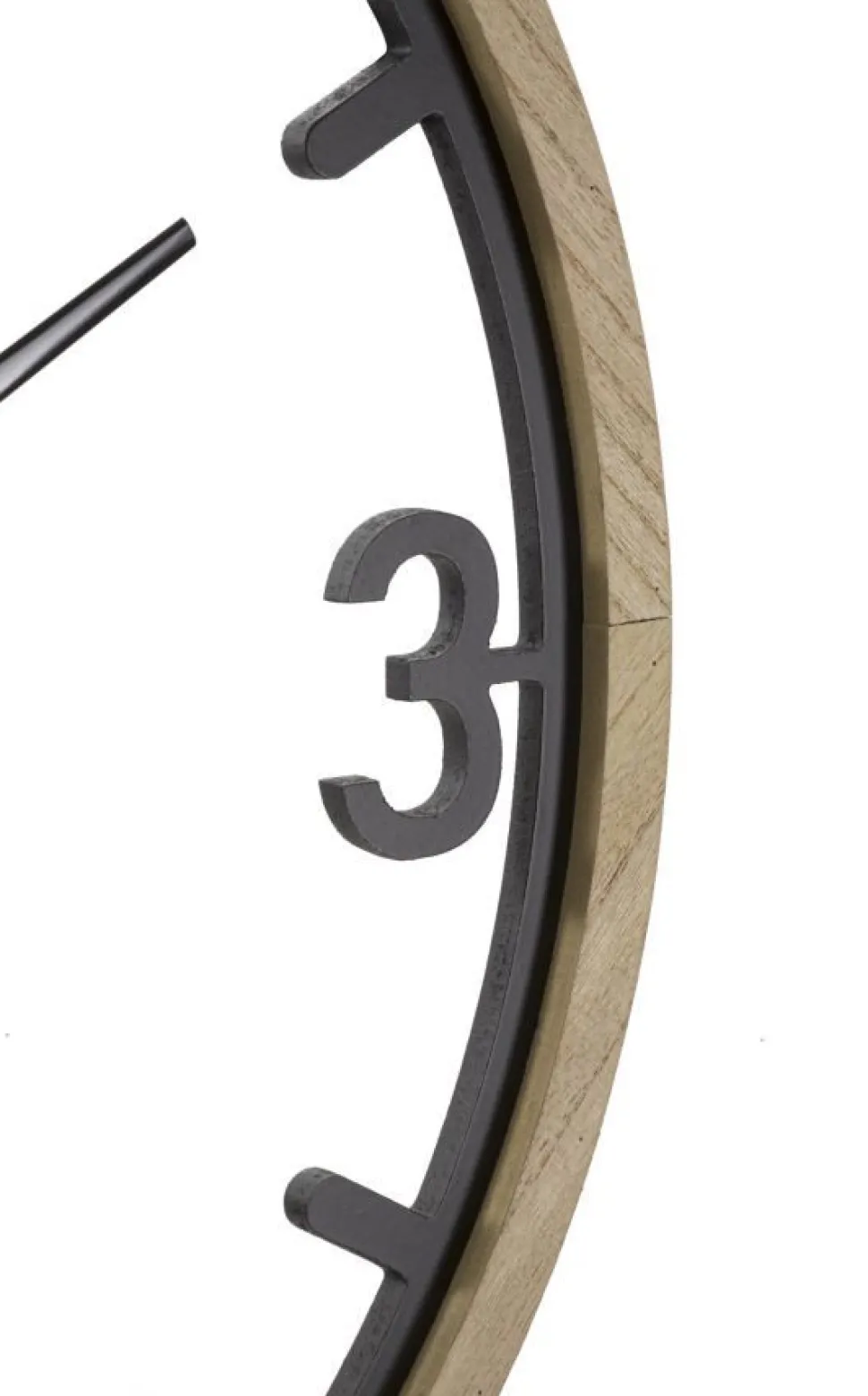 Horloge murale ronde métal Noir et bois Marron