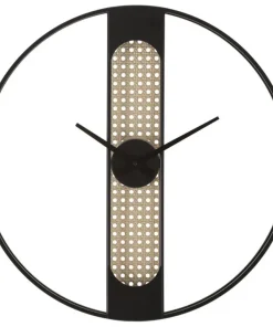 Horloge murale ronde Ribby Fer Noir Cannage de Vienne