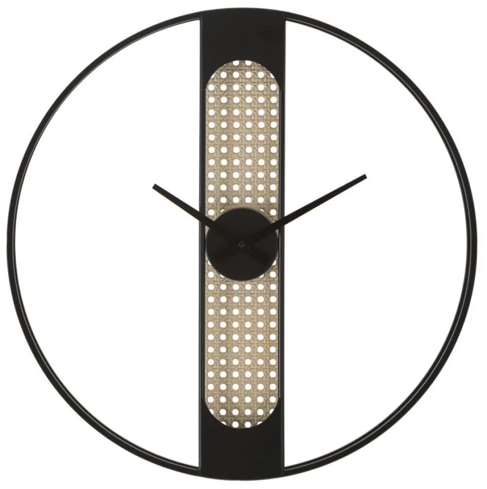 Horloge murale ronde Ribby Fer Noir Cannage de Vienne