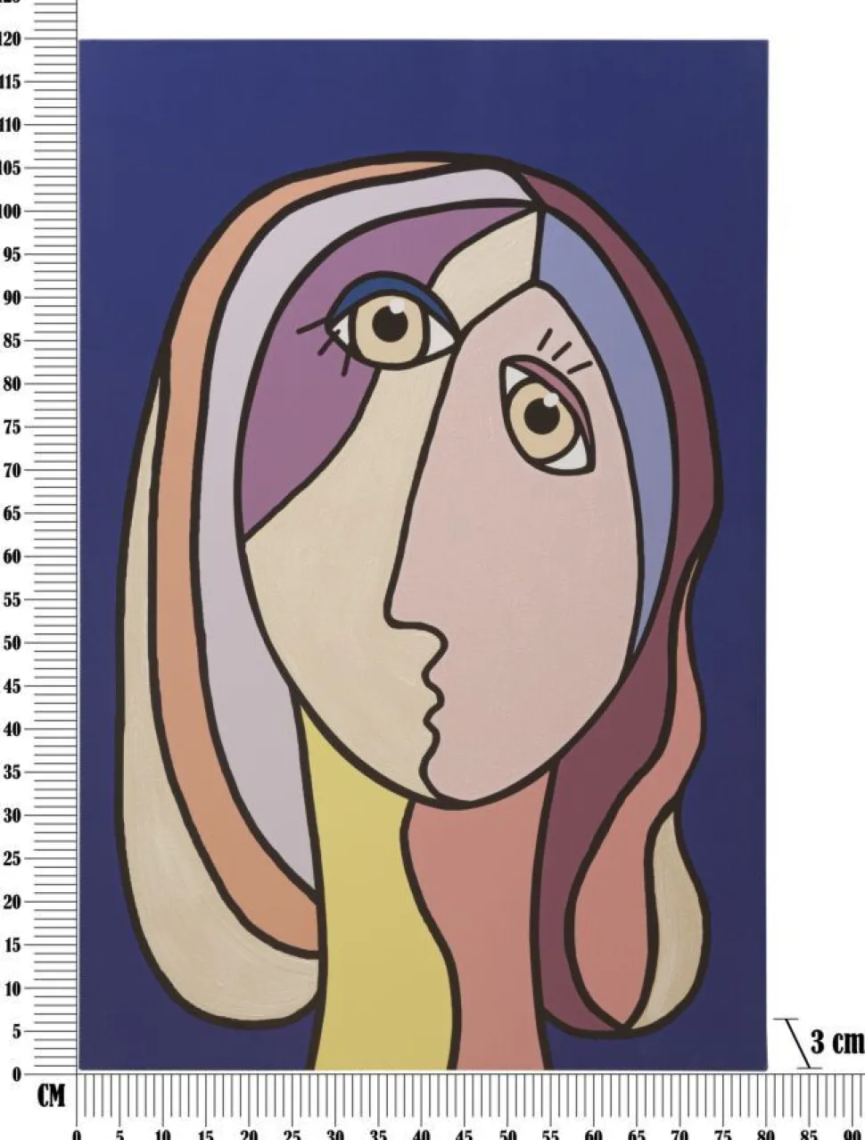 Impression murale Cubisme encadrée en bois massif couleurs vives