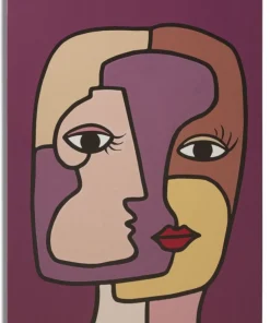 Impression peinte sur toile cubiste encadrée en bois couleurs vives