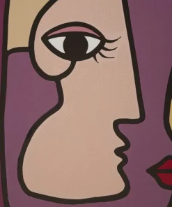 Impression peinte sur toile cubiste encadrée en bois couleurs vives