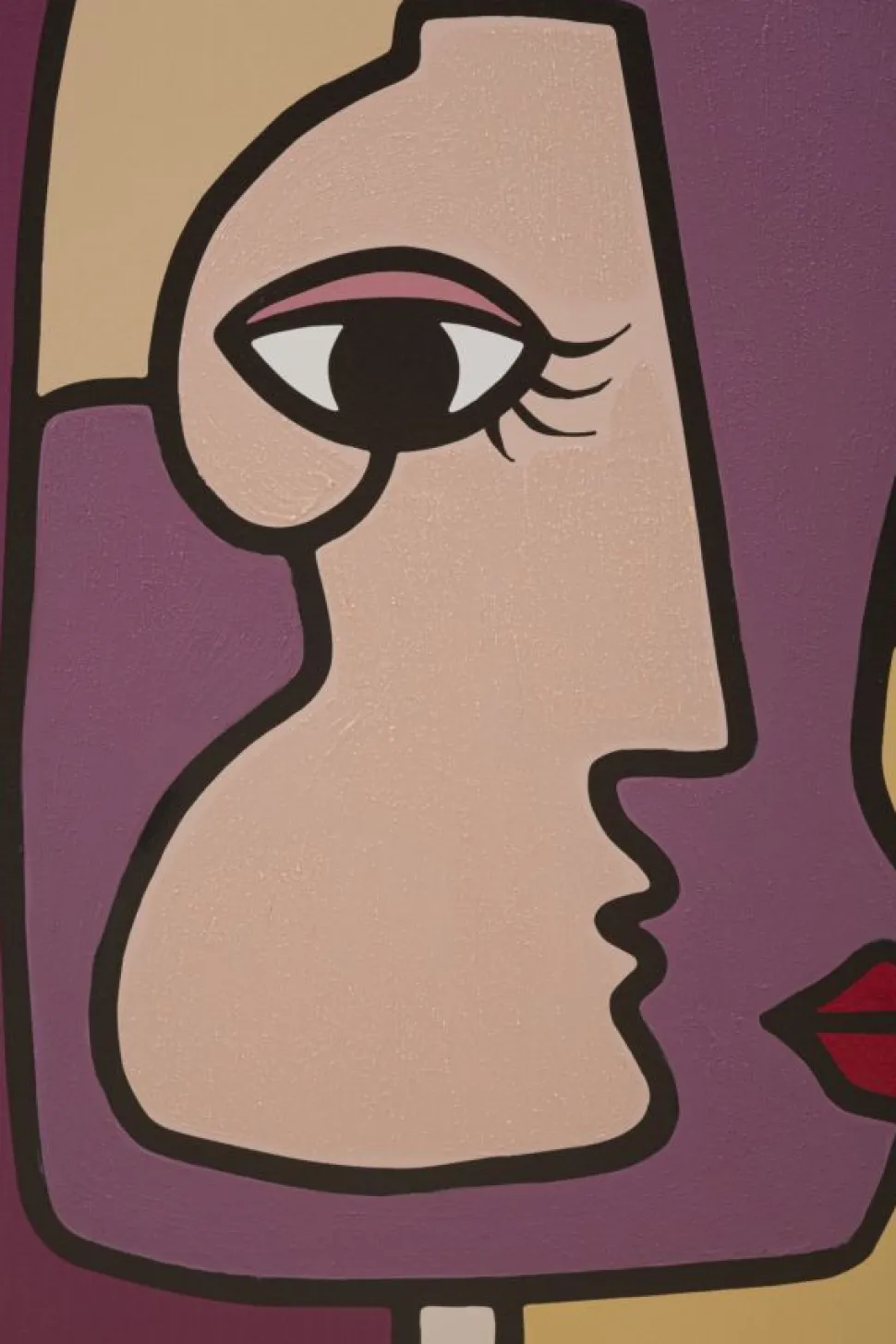 Impression peinte sur toile cubiste encadrée en bois couleurs vives