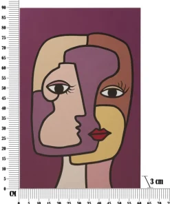 Impression peinte sur toile cubiste encadrée en bois couleurs vives