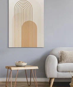 Impression sur toile abstraite encadrée Bois massif tons chaleureux décorations dorées