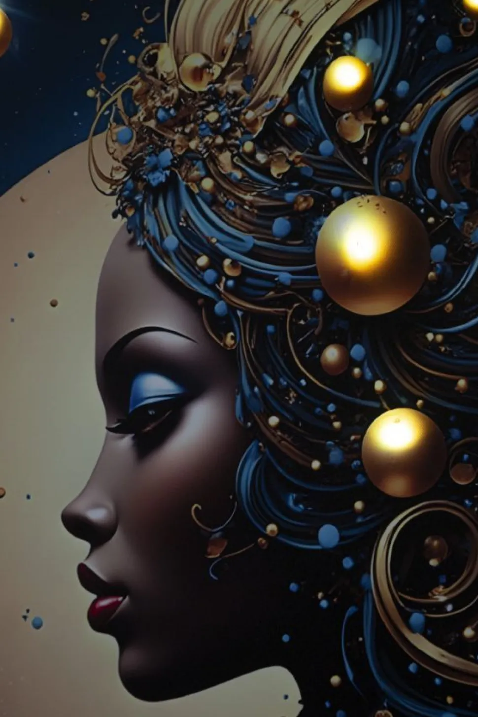Impression sur toile avec cadre Minerva LED doré