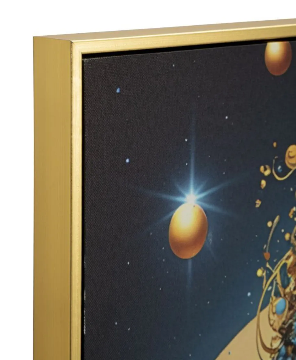 Impression sur toile avec cadre Minerva LED doré