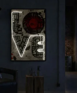 Impression sur toile LED Love Graphismes urbains et détails pop