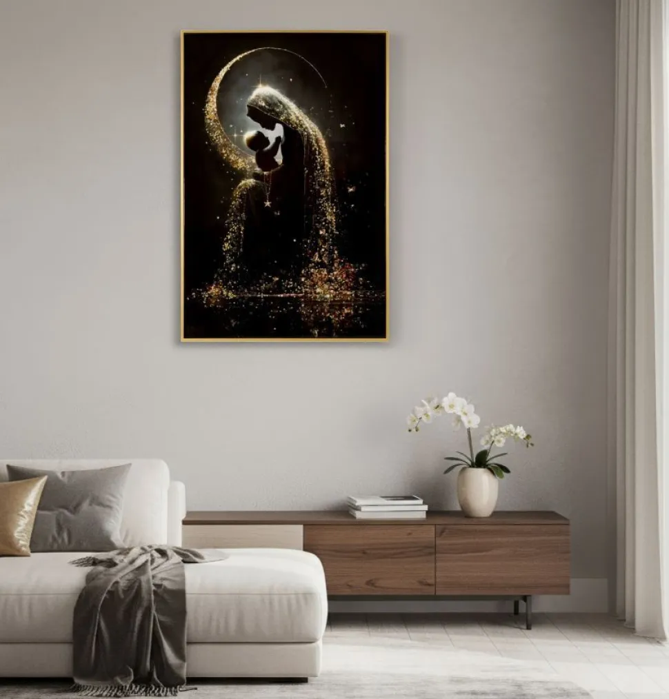 Impression sur toile maternité laquée avec cadre