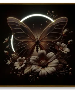 Impression sur toile Papillon doré LED cadre exécuté