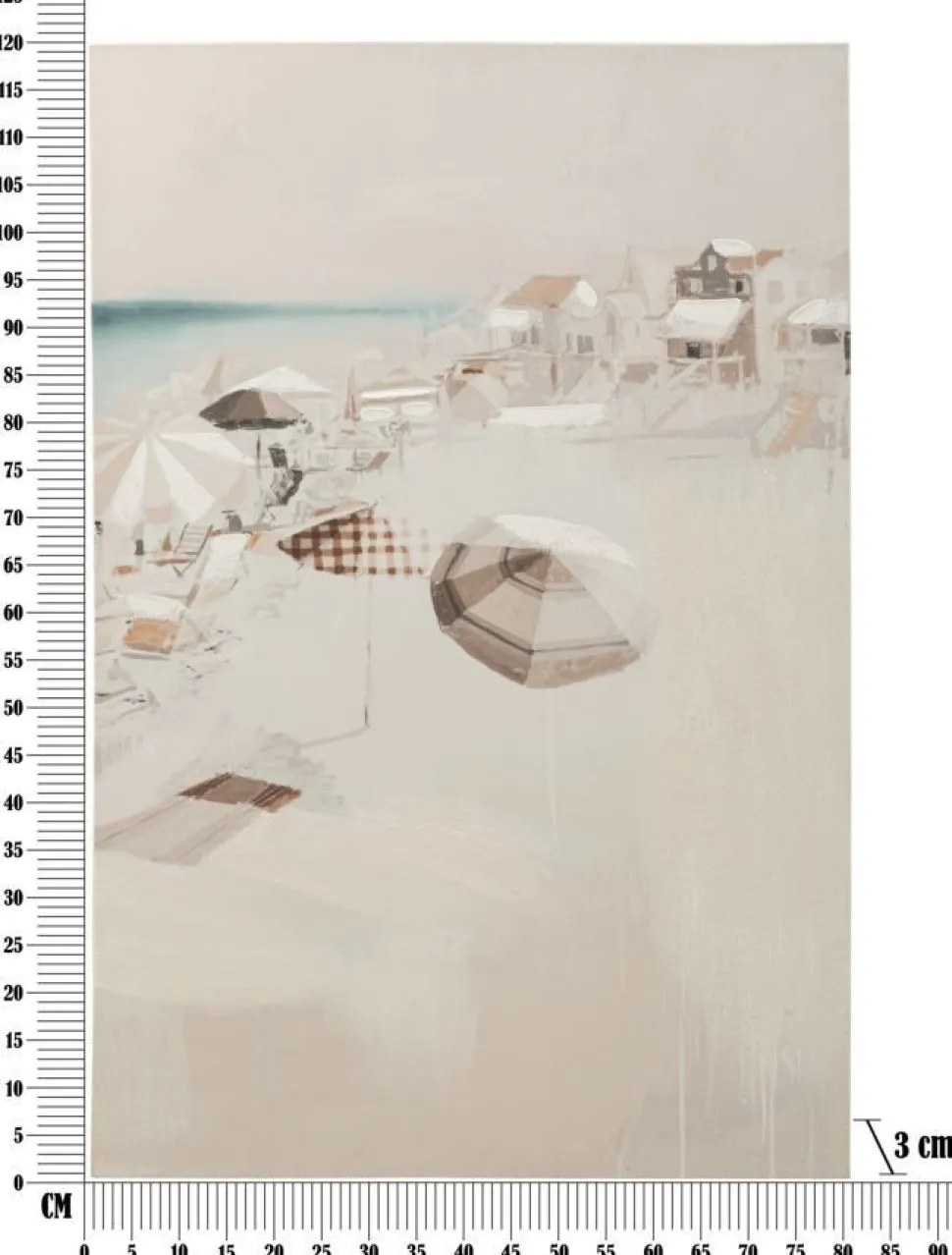 Impression sur toile plage cadre en bois massif multicolore