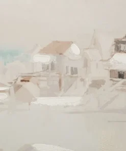 Impression sur toile plage cadre en bois massif multicolore