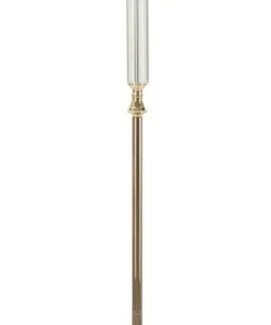 Lampadaire Praga Métal Doré Abat-jour Tissu Beige Bordure Dorée