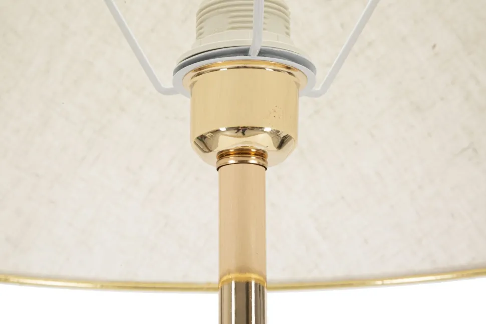 Lampadaire Praga Métal Doré Abat-jour Tissu Beige Bordure Dorée