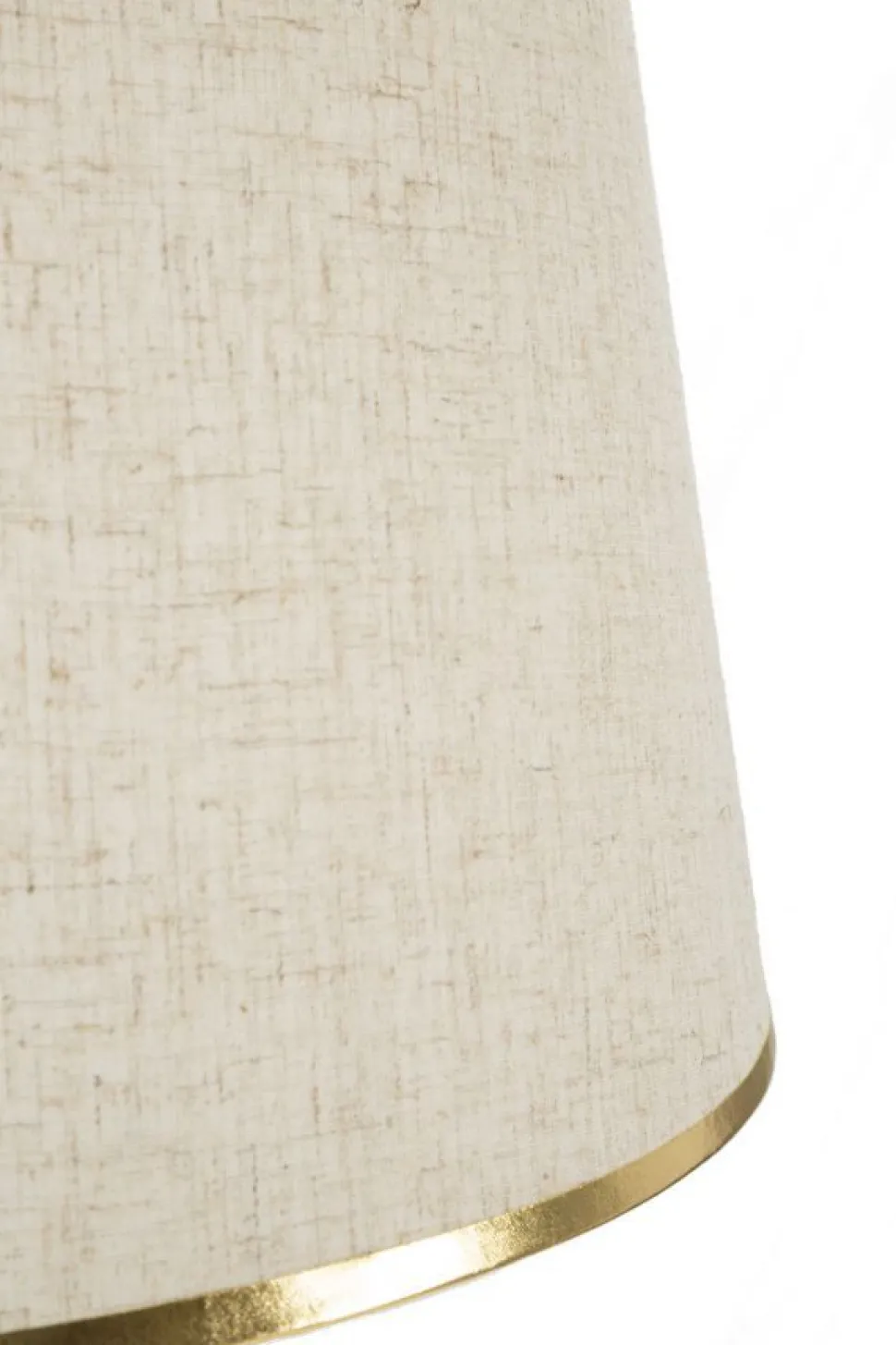 Lampadaire Praga Métal Doré Abat-jour Tissu Beige Bordure Dorée