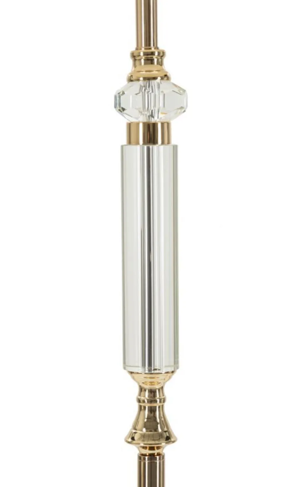 Lampadaire Praga Métal Doré Abat-jour Tissu Beige Bordure Dorée