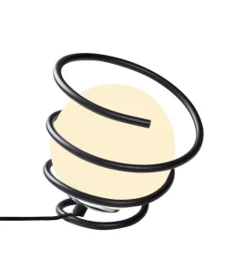 Lampe à poser Addituma Verre Blanc et Métal spiral Noir