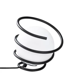 Lampe à poser Addituma Verre Blanc et Métal spiral Noir