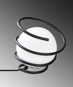 Lampe à poser Addituma Verre Blanc et Métal spiral Noir