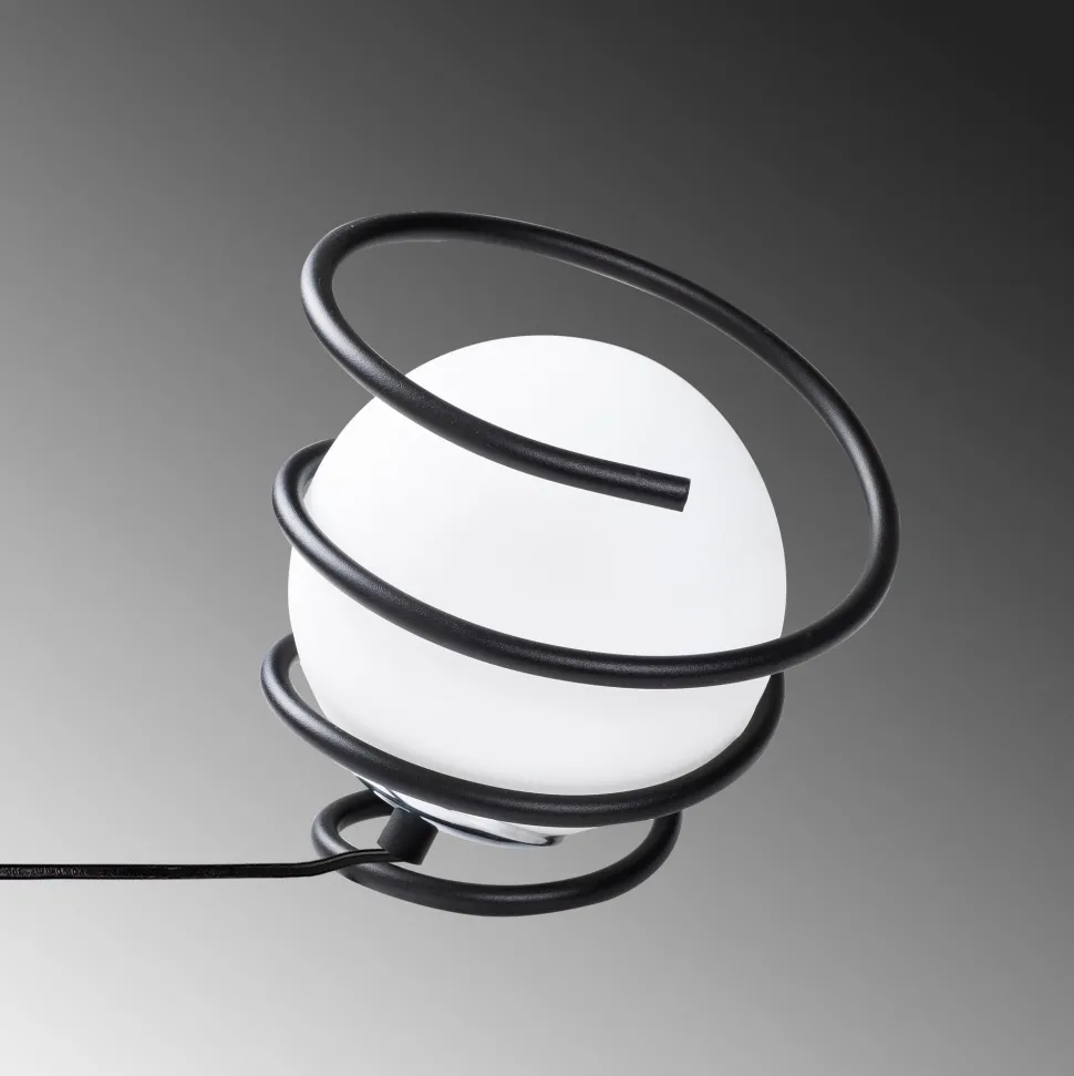 Lampe à poser Addituma Verre Blanc et Métal spiral Noir