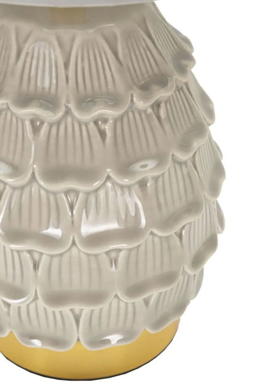 Lampe de chevet en céramique crème Pigny en forme de pin et abat-jour en tissu
