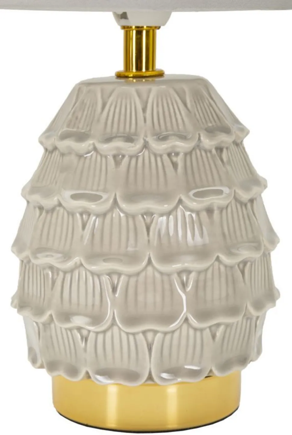Lampe de chevet en céramique crème Pigny en forme de pin et abat-jour en tissu