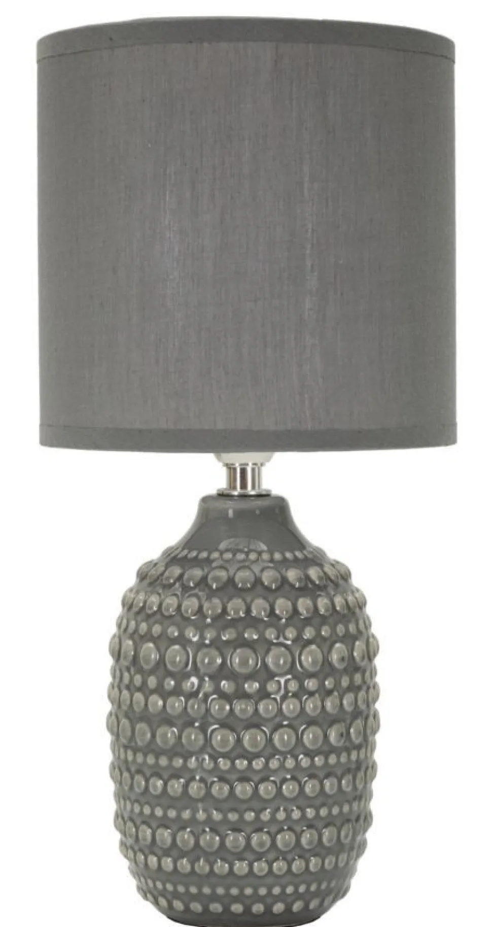 Lampe de chevet motifs en relief Grise céramique Grise abat-jour Tissu