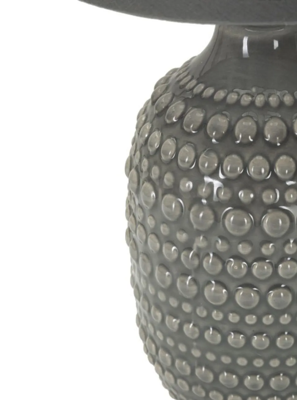 Lampe de chevet motifs en relief Grise céramique Grise abat-jour Tissu