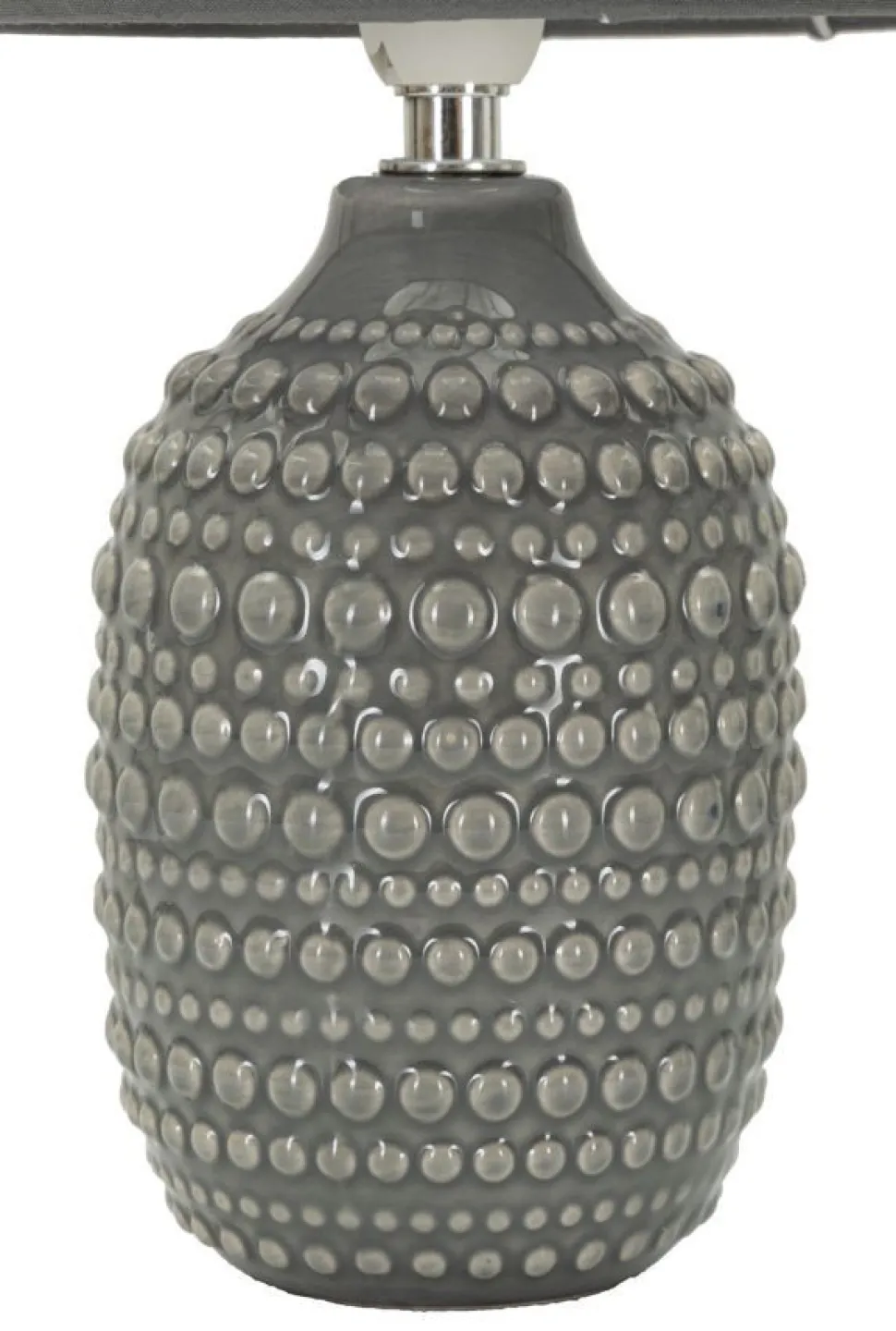 Lampe de chevet motifs en relief Grise céramique Grise abat-jour Tissu