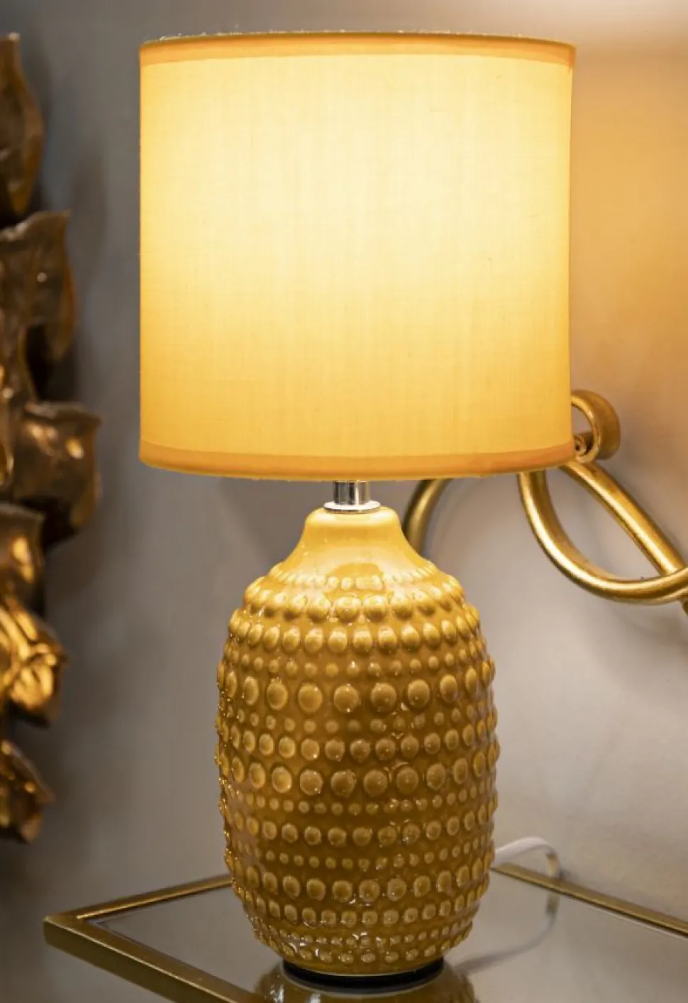 Lampe de chevet Ocre en céramique avec abat-jour Ocre