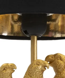 Lampe de chevet Perroquets Métal Doré abat-jour Tissu Noir
