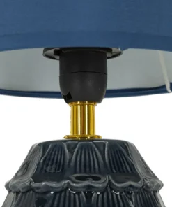 Lampe de chevet Pigny Céramique Bleue abat-jour Tissu Bleu
