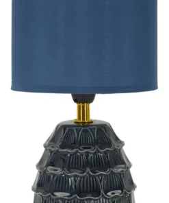 Lampe de chevet Pigny Céramique Bleue abat-jour Tissu Bleu