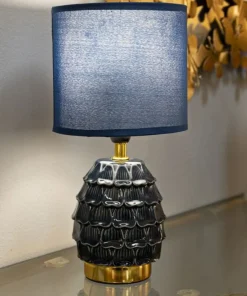 Lampe de chevet Pigny Céramique Bleue abat-jour Tissu Bleu