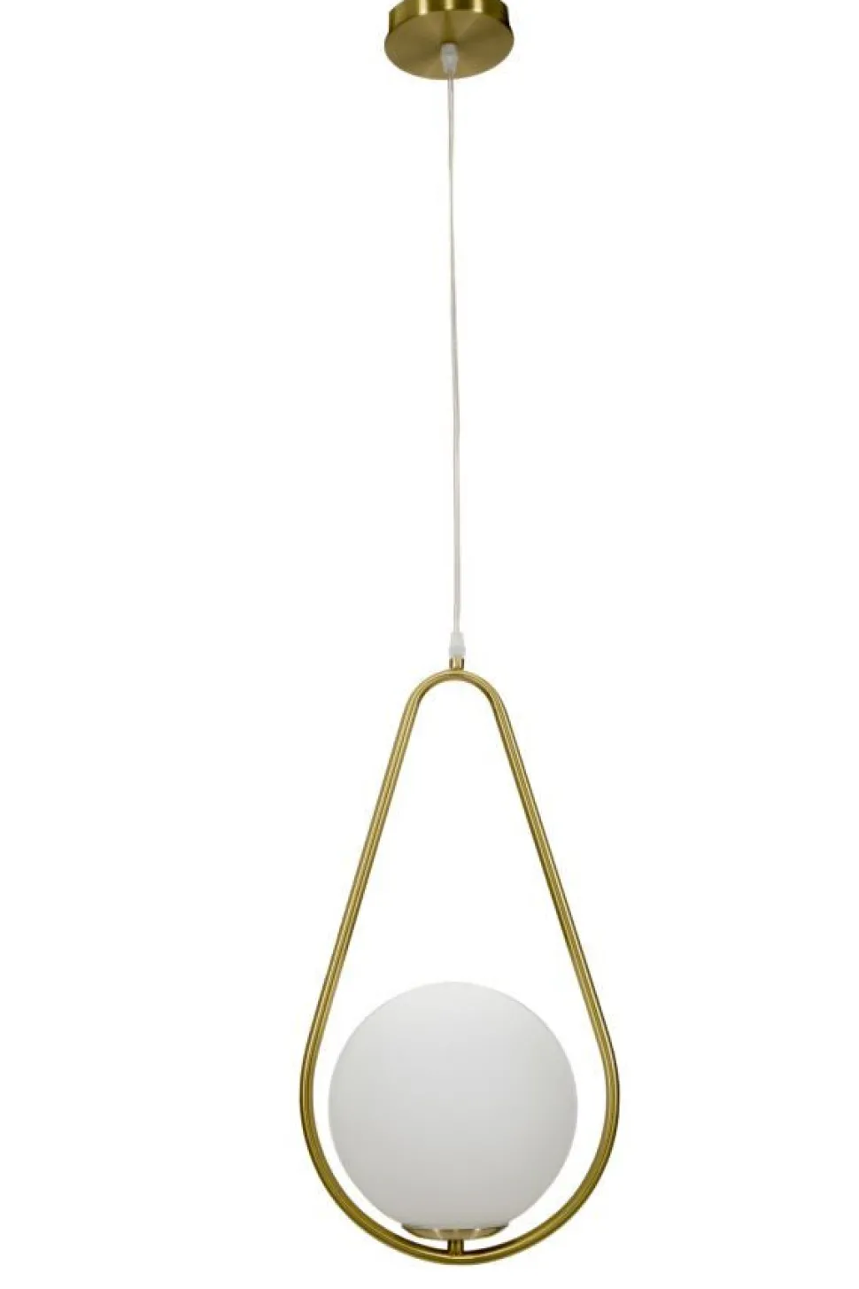 Lampe de plafond Glamy sphère en verre blanc et métal doré