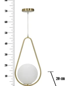 Lampe de plafond Glamy sphère en verre blanc et métal doré