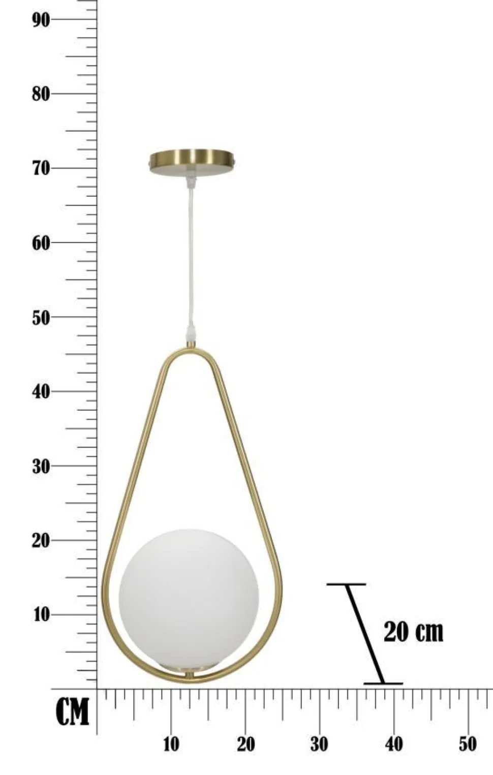 Lampe de plafond Glamy sphère en verre blanc et métal doré