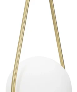 Lampe de plafond Glamy sphère en verre blanc et métal doré