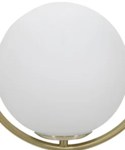 Lampe de plafond Glamy sphère en verre blanc et métal doré