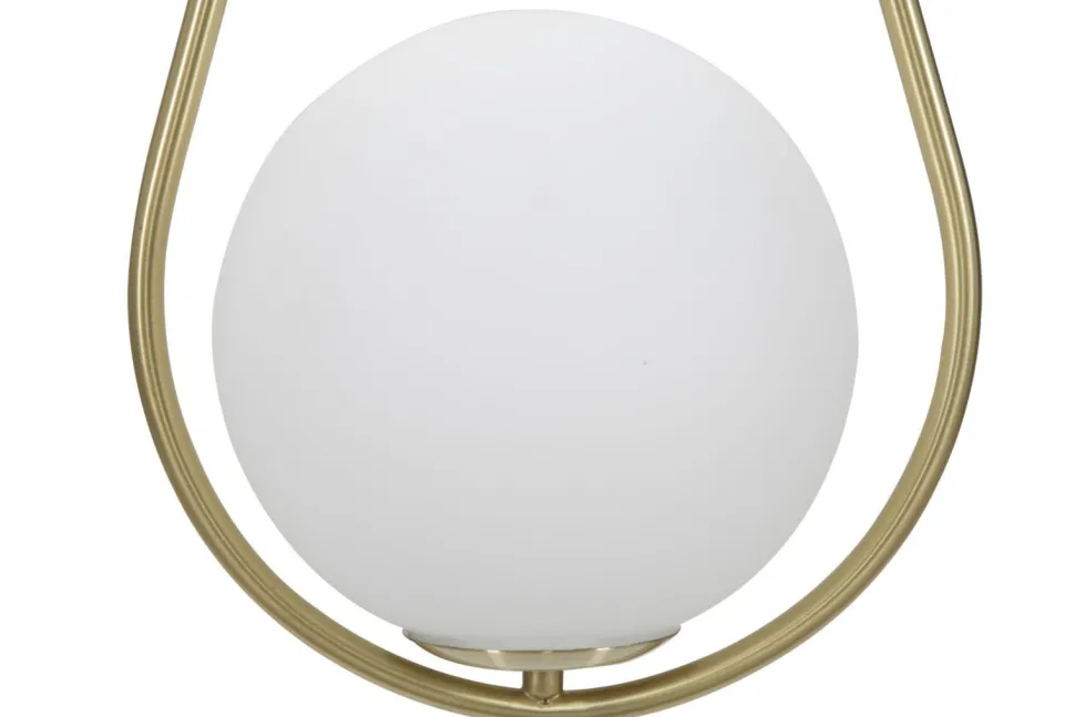 Lampe de plafond Glamy sphère en verre blanc et métal doré