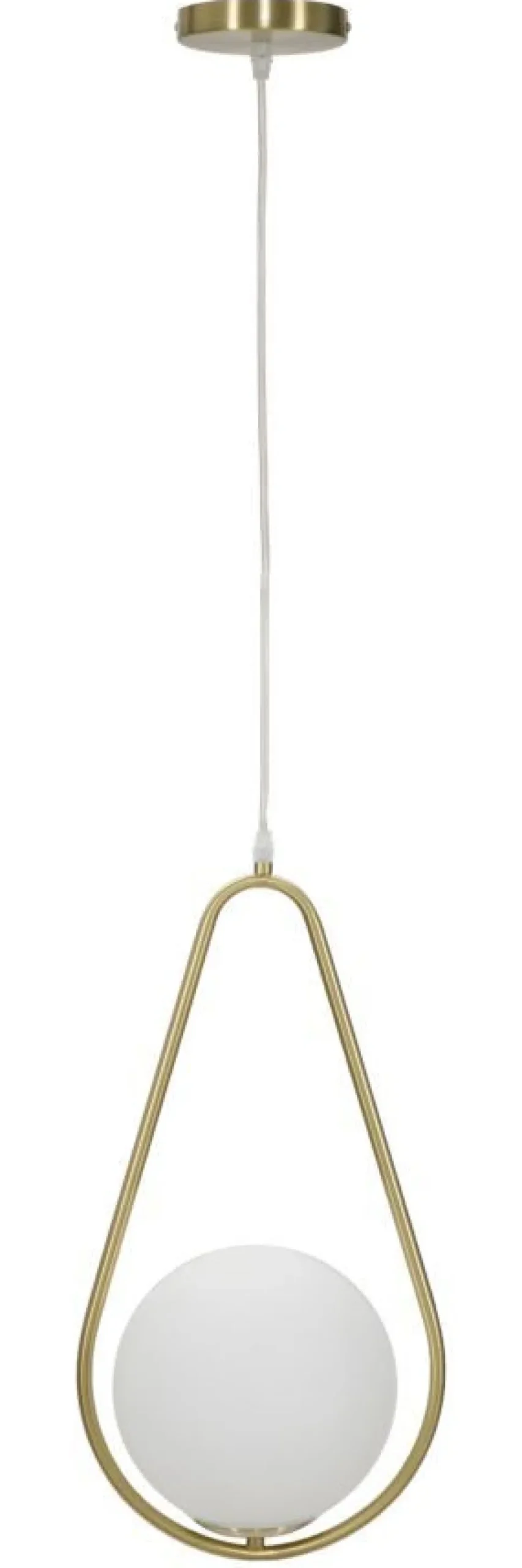 Lampe de plafond Glamy sphère en verre blanc et métal doré