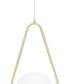 Lampe de plafond Glamy sphère en verre blanc et métal doré