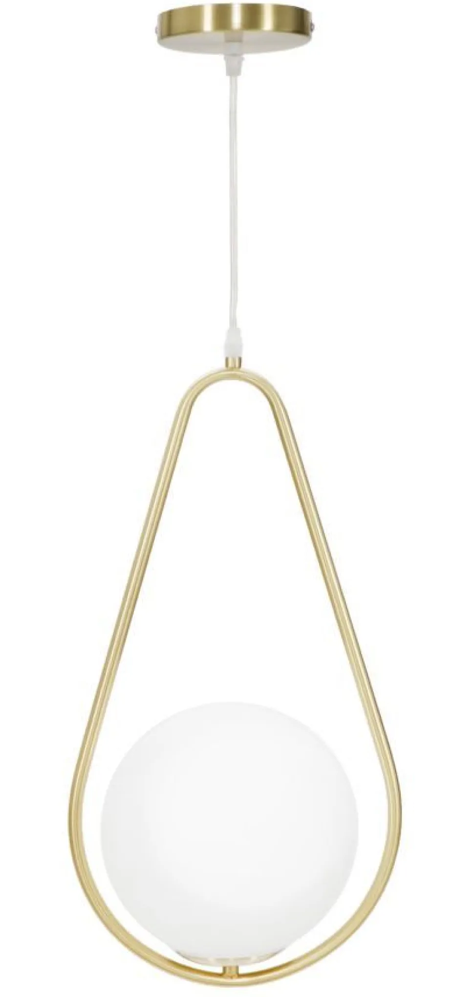 Lampe de plafond Glamy sphère en verre blanc et métal doré