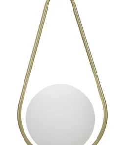 Lampe de plafond Glamy sphère en verre blanc et métal doré